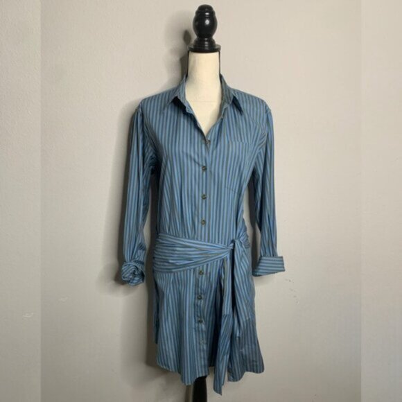 NWT La Ligne Carine Olive & Blue Stripe Long Sleeve Mini Dress - Picture 3 of 12